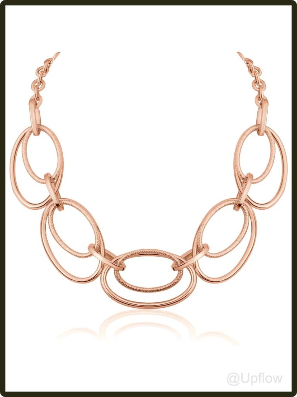 Women's Chunky Link Necklace Double Oval Statement Choker Adjustable Lobster